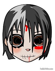 çocuklar için hazır kağıttan Korkunç Surat maskesi şablonu